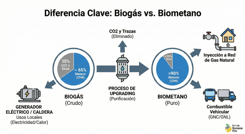 Diferencia entre biogas y biometano