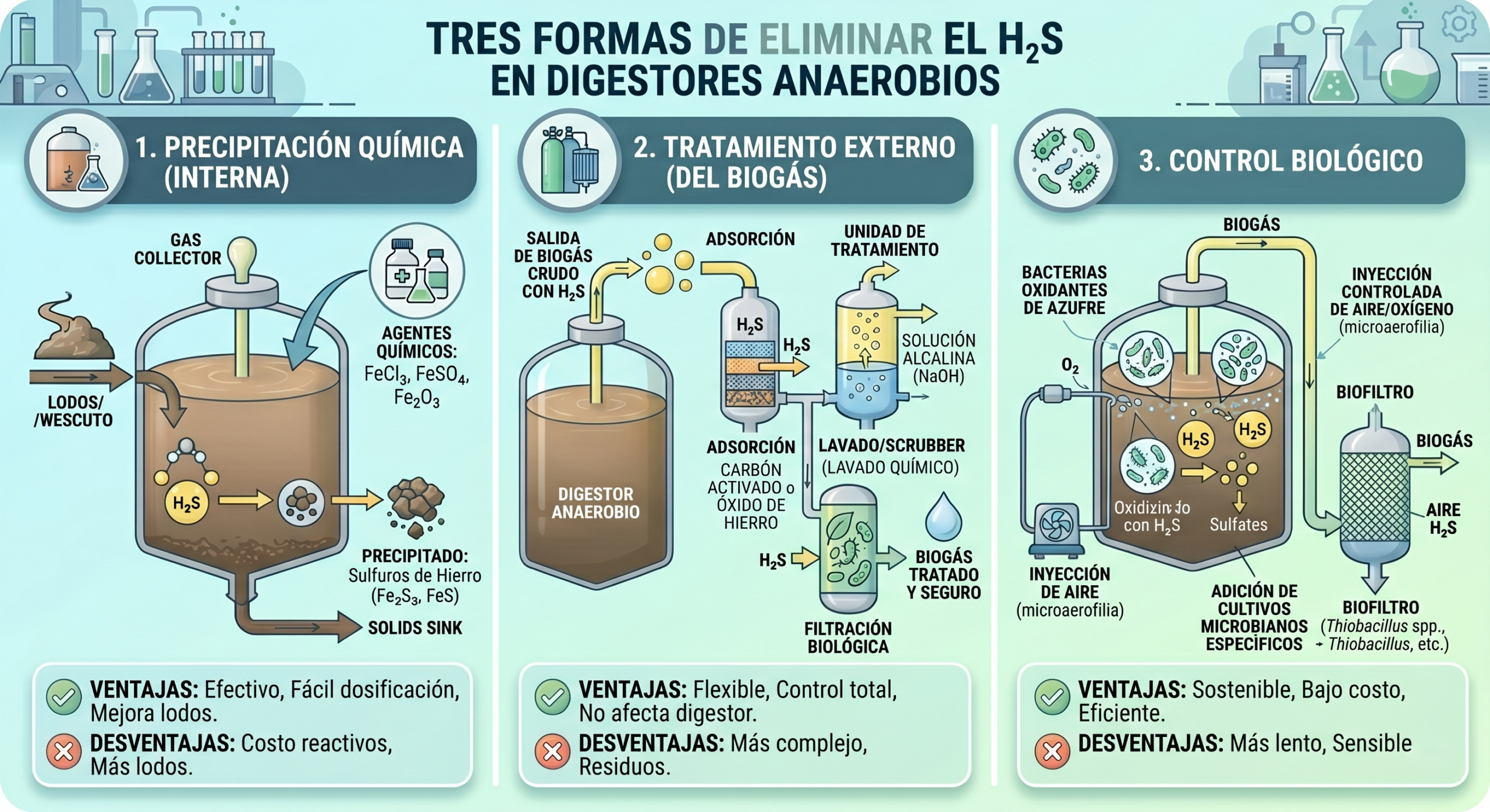 Eliminar H2S digestion anaerobia