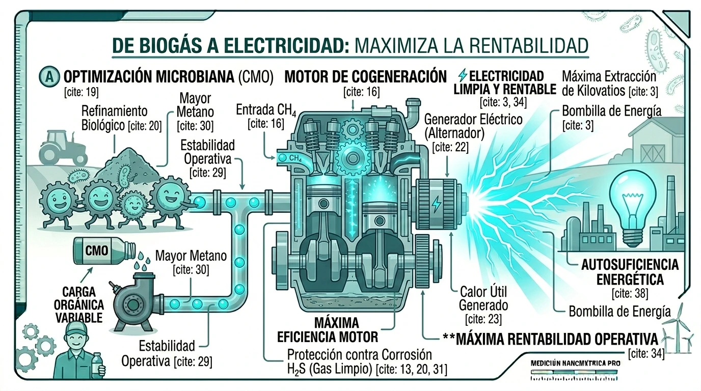 de biogás a electricidad