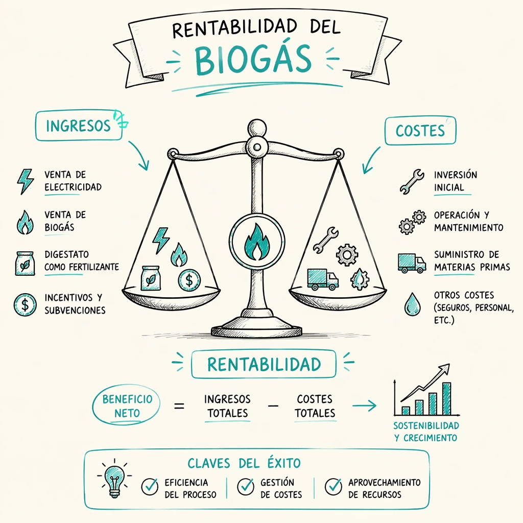 Rentabilidad del biogás: factores clave, retorno de la inversión y cómo mejorarla